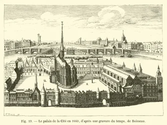 Der Palast der Stadt im Jahr 1660, nach einem zeitgenössischen Stich von Boisseau