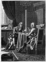 Vortrag zwischen dem Grafen von Saint Julien (Saint-Julien), Vertreter Österreichs, und Charles Maurice de Talleyrand-Périgord (Talleyrand-Périgord)
