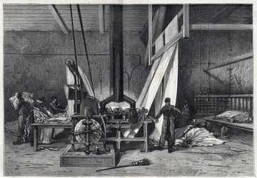 Die großen Fabriken - Färben von Erie Boutarel in Clichy la Garenne - Das Netz der Stoffe - Gravur von 1869