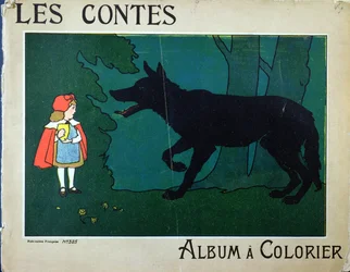 Rotkäppchen und der Wolf, Titelillustration für ein Malbuch für Kinder, ca. 1910