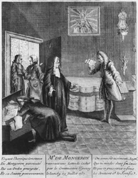 Louis Basile Carré de Montgeron erhält ein lettre de cachet von König Ludwig XV., 1737