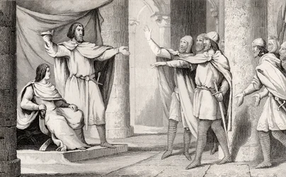 Ludwig V. (967-87) der Faulenzer zeigt seinen Anhängern seine Krone, aus 