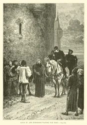 Ludwig XI und Bürger warten auf Nachrichten