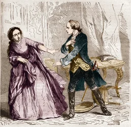 Ludwig XV., König von Frankreich (1710-1774), mit der Gräfin (Madame) von Ventimiglia (1712-1741), seiner Geliebten. In „Die Geschichte der Prostitution und Ausschweifung bei allen Völkern der Welt von der Antike bis zur Gegenwart“ von Dr. Th.-F. Debray. 1