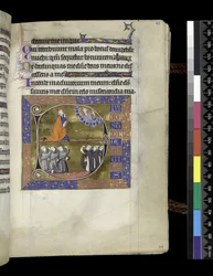 David betet zu Gott in der Wolke, aus dem Psalter und Stundenbuch der Isabella von Frankreich, Paris, ca. 1265-70