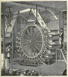 Maschine zum Drucken von Tapeten in bis zu zwanzig Farben, veröffentlicht 1873 Gravur, 1873