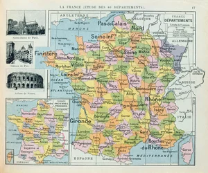 Karte von Frankreich, ca. 1914