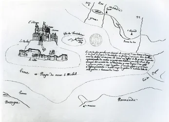 Karte der Bucht von Mont Saint-Michel (Feder und Tinte auf Papier)