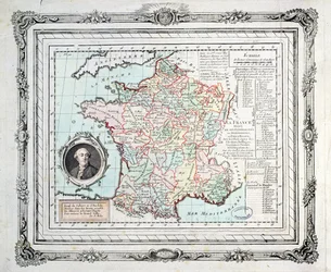 Karte der Regionen und Bezirke Frankreichs, bekannt als die Carte de Necker, 1789