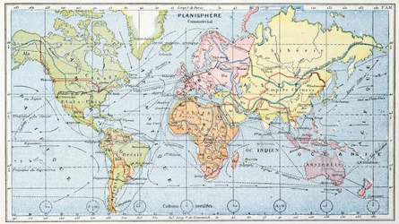 Karte der wichtigsten Welthandelsrouten der Schifffahrt, 1912