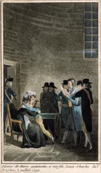 Marie-Antoinette (1755-1793) verabschiedet sich von ihrem Sohn, dem Dauphin, Louis-Charles de Bourbon (1785-1795) im Temple, 3. Juli 1793
