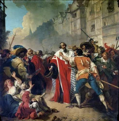 Mathieu Mole wird von der Pariser Menge auf seiner Rückkehr vom Besuch bei Mazarin und Königin Anna von Österreich aufgehalten, 1879