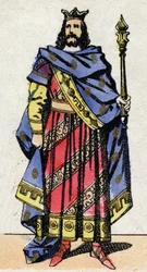 Merowingische Dynastie: Porträt von Chlothar IV. (685-719) König der Franken von Austrasien von 717 bis 719. Epinal-Bildgebung aus dem späten 19. Jahrhundert. Private Sammlung.