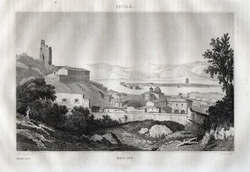Messina - Sizilien - Gravur aus „Italien pittoresk“ - Historische und beschreibende Darstellung von Italien von M. de Norvins, Ch. Nodier 1834-1836