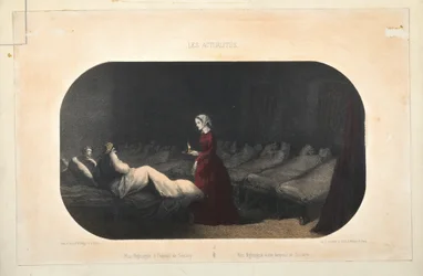 Miss Nightingale im Krankenhaus in Scutari, veröffentlicht von Jacomme et Dufat, Paris, 1856