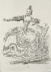 Miss Puvigne als Die Lebende Statue, in Pigmalion, einem Libretto von Lamotte, komponiert von Jean-Philippe Rameau, 1748 (Farbstich)