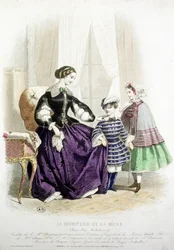 Mutter und Kinder - in „The Fashion Monitor“, Mitte des 19. Jahrhunderts