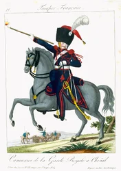 Berittener Kanonier der Königlichen Garde, aus Troupes Francaises, veröffentlicht bei Basset, Paris, um 1790