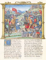 Ms.18 f.7v Schlacht von Montlhéry während des Krieges der Liga des öffentlichen Wohls, 14. Juli 1465, aus den Memoiren von Philippe von Commines (1445-1509)