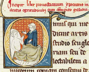 Ms 1003 fol.79 Ein Arzt diagnostiziert einen Patienten, aus Oeuvres de Galien von Claudius Galenus (ca. 130-ca. 201)