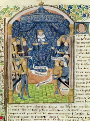 Karl VII. (1403-61) umgeben von seinem Hof und Jeanne d