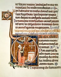 Illuminierte Seite, aus dem Psalter von St. Louis und Blanche von Kastilien, 1225-1250