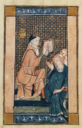 Henri de Mondeville lehrt, aus La Chirurgie de Maitre Henri de Mondeville