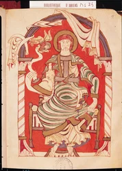 Ms 24 fol.15 St. Matthäus, Illustration aus dem Evangelium der Abtei von Corbie