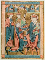 Ms 3016 fol.9v Anbetung der Weisen, aus Psautier à l
