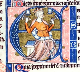 Historiierte Initiale A aus einer lateinischen Bibel
