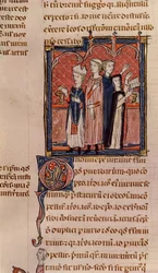 Ms 372 fol.59v Eine Nonne legt ihr Gelübde ab und eine Messe wird von einem Bischof gehalten, aus Decrets de Gratien