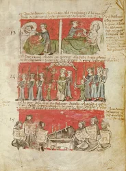 Szenen aus dem Leben der Studenten des College of Hubant oder der Ave Maria, aus den Statuten des College of Hubant, Paris, 1387
