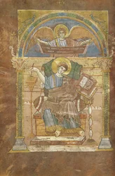 Ms 4 fol.17v St. Matthäus, aus dem Evangelium von St. Riquier, ca. 800