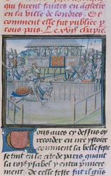 Ms 5190 f.88 Ein Turnier in London: Lanzenstechen, aus Froissarts Chroniken