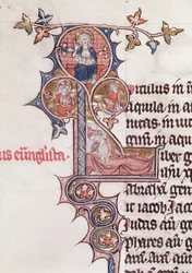 Ms 7 fol.199v Historisierte Initiale L, den Baum Jesse darstellend, aus der Bibel von Jean d