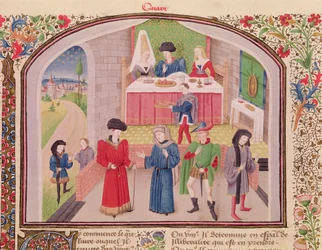 Ms 927 Fol.52v Verschwendung, Freigebigkeit und Gier, aus Ethik, Politik und Ökonomie von Aristoteles (384-322 v. Chr.)