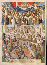 Ms. fr. 18, fol. 3v: Der Gottesstaat, aus einer Übersetzung der Werke des heiligen Augustinus von Raoul de Presles, circa 1469-73