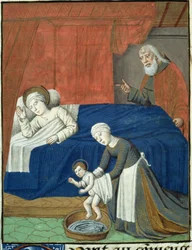 Die Geburt der seligen Jungfrau Maria, aus Vita Christi, von Ludolf von Sachsen, ca. 1300-1378