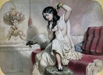 Orientalische Frau bei ihrer Toilette, Mitte des 19. Jahrhunderts