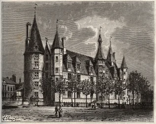 Palais ducal de Nevers - Schloss aus dem 15. - 16. Jahrhundert - Gravur in „La France illustrée: Geographie, Geschichte, statistische Verwaltung“ von V.-A. Malt-Brown. 1884