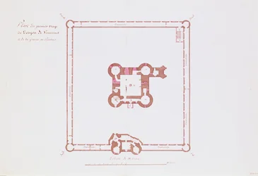 Plan für das erste Stockwerk des Donjons in Vincennes, 1810