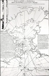 Plan der Bucht und des Hafens von Rio de Janeiro an der Küste Brasiliens
