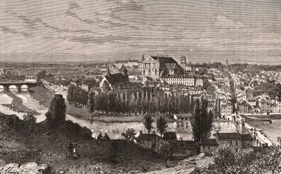 Poitiers - Gravur in „La France illustree: geographie, histoire, administration statistique“ von V.A. Malt-Brown. 1884