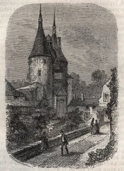 Porte de la Craffe in Nancy, Überrest mittelalterlicher Befestigungen, errichtet im 14. Jahrhundert nördlich der Altstadt - Gravur in „Histoire de France“ von Victor Duruy