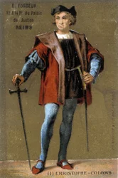 Porträt von Christoph Kolumbus. Chromolithographie des 19. Jahrhunderts