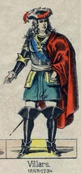Porträt von Claude Louis Hector de Villars (1653-1734), Marschall von Frankreich. Bild von Epinal aus dem späten 19. Jahrhundert.