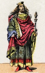 Porträt von Chlodion genannt der Langhaarige, König der Franken von 428 bis 448.