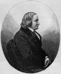 Porträt von Graf Alfred de Vigny (1797-1863), französischer Schriftsteller und Dichter. Gravur in „Le Monde Illustré“ Nr. 36 vom 19. Dezember 1857.