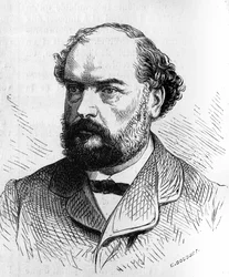 Porträt von François Désiré Bancel (1822-1871), französischer Politiker. Gravur in „Le Monde Illustré“ Nr. 634 vom 5. Juni.