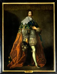 Porträt von Francois de Bethune, Herzog von Orval (1598-1678), Sohn von Maximilian von Bethune, Herzog von Sully (1559-1641). Anonymes Gemälde des 17. Jahrhunderts. Öl auf Leinwand. Pflichtangabe: Sully sur Loire, Chateau de Sully